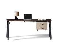 ZKALQECNF Mesa de Escritorio Escritorio Moderno de Oficina en casa con 2 cajones, Escritorio Nogal Negro y Patas Metal Escritorio de Oficina(S)