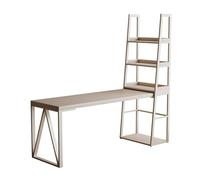 ZKALQECNF Mesa de Escritorio Escritorio Moderno Oficina casa con Estructura de Metal, Escritorio esquinero Mesa Trabajo for PC estantería 4 Niveles Escritorio de Oficina(L)