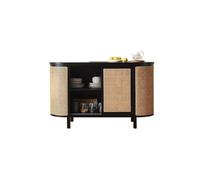 ZKALQECNF Organizar Aparador de ratán for el hogar, aparador Comedor Madera Maciza, gabinete Entrada Negro Doble Registro Acceder