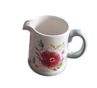 ZKALQECNF Salsera Jarra de Leche pequeña de cerámica con Flores pintadas a Mano y asa Salseras Pequeñas