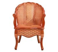 ZKALQECNF Silla de ratán Silla Relajante de ratán for balcón y Uso Interior, sillas de Patio con Respaldo y reposabrazos, Silla de Comedor de ratán Natural Sillón de jardín