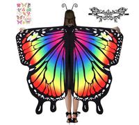 Zkaoai Disfraz de mariposa para mujer, alas de mariposa para adultos con máscara de encaje y diadema negra con sondas, disfraz de mujer, capa de alas y mariposa para disfraz de carnaval