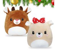 Zkaoai Elch Plüschtiere Kuscheltier, 2 Stück Weihnachten Reno Plüschtier Weihnachts Kuscheltier Reno Stofftier Nikolaus, Plüsch Deer Pluch Plüschtier für Kinder Sofa Weihnachten Dekoration