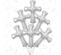 Zkaoai Globos de Comunión y Bautismo - 6 Piezas de Aluminio con Forma de Cruz para Decoración de Confirmación, Baby Shower e Infantil