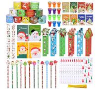 Zkaoai Juego de Papelería de Navidad, Juego de 82 piezas de Papelería Cuaderno Regla Borrador Lápiz Pegatinas de Navidad , Stylos Noel para Fiestas Regalos Adecuado Niños Coffret Noel