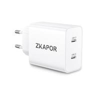 ZKAPOR 45W Cargador USB C Carga Rapida, 2 Puerto Enchufe USB C Cargador Tipo C Adaptador para Samsung Galaxy S25 Ultra/S24/S23/S22/S21/S20 FE/A56/A55/A54, Note 20/10, Z Fold 4, Tab S7/S8, iPhone 16