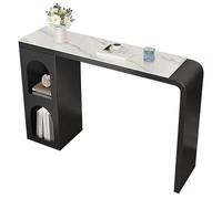 ZKBDBWTR Mesas de Bar Rock Board, Mesa Alta contra la Pared, Doble Función de Almacenamiento, Soporte de Patas de Metal, Mesa de Pub Industrial for Entrada(Black,140cm/55.1in)