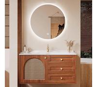 ZKBDBWTR Mueble Baño con Lavabo Rústico Detalles de Ratán, Mueble de Baño de Roble con Cajones, Armario Lavabo para Baños Modernos o Vintage(70cm/27.5in)