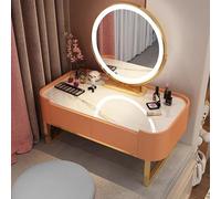 ZKBDBWTR Tocador, Mesa de Maquillaje con Espejo, Tocador Niña con Cajones, Tocador de Baño, 3 Formas de iluminación(Orange,80cm/31.4in)