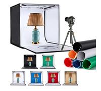 ZKEEZM Caja de luz para Estudio fotográfico de 60 x 60 cm, portátil, Plegable, Tienda de campaña con Brillo Ajustable, Cabina de Fotos Regulable con 3000-6500 K, 240 Luces LED Bicolor y Fondos de 7