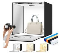 ZKEEZM Caja de luz para Estudio fotográfico de 60 x 60 cm, portátil, Plegable, Tienda de campaña con Brillo Ajustable, Cabina de Fotos Regulable con 3000-6500 K, 240 Luces LED Bicolor y Fondos de 7
