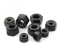 Zkensh-Pernos M2 M2.5 M3 M4 M5 M6 M8 M10 M12 M16 Tuerca de bloqueo de inserción de nailon hexagonal de acero galvanizado negro Contratuerca autoblocante 10PCS, Ampliamente utilizado(M16)