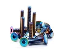 Zkensh-Pernos Tornillo de titanio colorido M3 M4 M5 M6 TA2 GR2 Tornillo de cabeza avellanada hexagonal plana de color arcoíris de titanio, Ampliamente utilizado(25mm,Rainbow colour M6 5pcs)