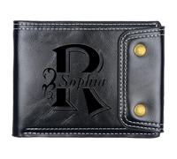 Zkgiftsdz Custom Wallets for Men Personalized RFID Wallet Engraved Initials Customized Gifts for Dad Husband Boyfriend Son(Black)