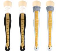 ZKGYUS 2 Pares Calcetines de Pata de Pollo para Mujer, Rodilla Calcetines