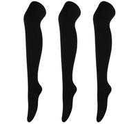 ZKGYUS 3 Pares de Calcetines Hasta la Rodilla de Algodón para Mujer, Calcetines Hasta la Rodilla Negros de Punto liso Casual