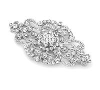 ZKGYUS Broche de Flor de Cristal para Novia, Corona de Cristal Plateado, Broche de Flor de Boda Vintage, Cinta de Flores Decorativa a la Moda, Regalo de Fiesta Nupcial