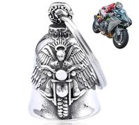 ZKGYUS Campana de moto Guardian Bell para motocicleta, campanilla de motocicleta, amuleto de la suerte, campana de protección de ángel para bendecir la paz, amuleto de la suerte, plata, estilo de ala