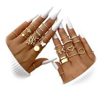 ZKGYUS Juego de Anillos de 22 Piezas para Mujer Anillos Abiertos Boho Anillos de Plata Ajustables apilables Minimalistas Anillo para nudillos con corazón Mariposa Serpiente Mujer