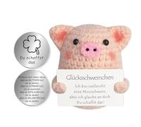 ZKGYUS Pocket Cuddle Lucky Pig, Lana creativa de punto Mini Pig Doll y Little Cuddle Lucky Charm (Plata), Get Well Soon Gift, Regalo de Admisión