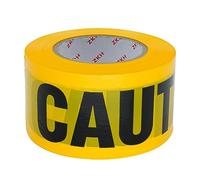 ZKH Cinta de precaución de alta visibilidad, cinta amarilla de alta visibilidad de 3 pulgadas x 300 pies con texto negro en negrita para advertencias de seguridad y peligro, perfecta para