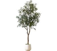 ZKIODV Olivo Planta Artificial Grande de 180 cm, Plantas Artificiales Realista con Maceta Blanca, Aceitunas Natural, Planta Decorativa para Hogar Hotel Oficina Interior/Exterior, Olivo Artificial Tree