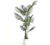 ZKIODV Planta Artificial Grande Palmera 180 cm, Plantas Artificiales Decorativas con Maceta Blanca, 13 Hojas Falsa Palmeras, Palmera Artificial Realista para Hogar, Hotel y Oficina, Palm Tree Fake