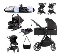 Zkiprm Carrito de Bebe 3 en 1,Con Base Isofix y Reclinable Silla de Paseo, Conjunto Plegable Portátil con un solo Toque Carrito Bebe, Sistema de Viaje, Con accesorios, Adaptateurs, 0 y 3 años.