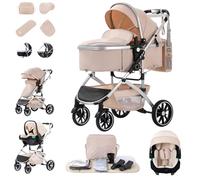 Zkiprm Cochecito de bebé 3 en 1 con sistema de viaje con capazo, hasta 22 kg, plegable, marco de aluminio, mosquitera, cubierta de lluvia, bolso mamá, 0-4 años, Blanco