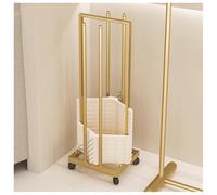 zklaseot Organizador De Perchas, Apilador De Perchas con Cuatro Ruedas Multidireccionales, Soporte Metálico para Perchas para Centros Comerciales, Tiendas Especializadas(Gold,35x30x100cm)