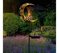ZKLiLi Luces solares de jardín, luces de estaca para camino, hada de luna con decoración de ángel, regalo de cumpleaños de jardinería para mamá, abuela, amigos, decoración al aire libre, luz
