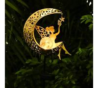 ZKLiLi Luces solares para decoración de jardín, luz de hadas de luna, estatuas solares para decoración al aire libre, luz LED cálida para camino, césped, patio, regalos para mamá, abuela y mujeres