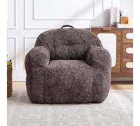 ZKLOEP Bean Bag Chair with Shredded Sponge Filler, Faux Fur Sofa with Armrests, for Living Room, Bedroom & Reading, No requiere montaje, Gris Oscuro