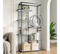 ZKLOEP Estantería metálica conceptos básicos 100 x 30 x 180 cm, estilo moderno, tubo de acero sólido, estructura geométrica, diseño de varios niveles, decoración redonda, adecuada para la decoración