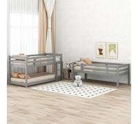ZKLOEP Litera, 90 x 200 cm, cama triple, de madera, para niños, sin colchón, gris