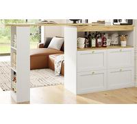 ZKLOEP Mesa alta giratoria 360° (cuerpo 105 x 39 x 102 cm) con 4 cajones y estantes abiertos, adecuada para comedor/estudio/salón, color blanco