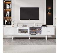 ZKLOEP Mueble de TV moderno y sencillo, 200 x 40 x 50,5 cm, con 2 puertas y 2 cajones, gran espacio de almacenamiento, mueble bajo, soporte para TV, capacidad de carga total de 45 kg, adecuado para 80
