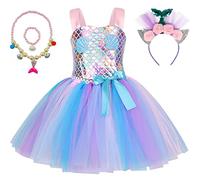 ZKomoL Conjunto de Vestido de Sirena y Diadema para Niñas, Princesa de Carnaval, Fiesta de Halloween, Mascarada, Cumpleaños de 2 a 12 Años