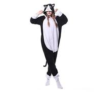 ZKomoL Pijama de una Pieza para Adultos, Unisex, Fiesta, Pijamas, Cosplay, Ropa de Dormir, Regalos, Disfraz, Navidad, Gato Negro, M