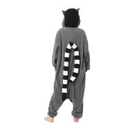 ZKomoL Pijama Onesie de fiesta unisex para adultos para cosplay ropa de dormir Traje de Disfraz para Festival de Carnaval Halloween Navidad (Anillo Cola Lemur, L)