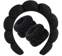 Zkptops Diademas de spa para lavar la cara o la cara, esponja facial, maquillaje, cuidado de la piel, juego de muñequeras, toalla de esponja suave con burbujas, diadema para mujeres y niñas, para