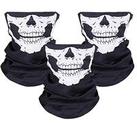 ZKSMNB - Máscara facial de calavera sin costuras de 3 piezas, máscara facial para motocicleta, bicicleta, senderismo, esquí, Halloween (blanco y negro)