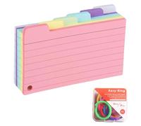 ZKSXOA 150PCS Flashcards Tarjetas para Estudio,con 8 Anillo, Tarjetas de índice, Fichas de Cartulina Rayas Horizontales, para Aprender Vocabulario sobre la Marcha