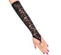 ZKSXOA 1920s Black Largo sin Dedos Boda Novia Tarde Guantes,Guantes largos de encaje para mujer para Accesorios de Vestuario Traje Fiesta,Mujer para Fiesta Banquete Boda(Black)
