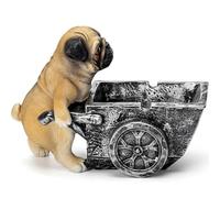 ZKSYLSM Cenicero de resina con estatua de carlino - Decoración decorativa para perros, divertida bandeja de cenicero, regalos de carlino para los amantes de los perros, estatua de resina de 6.5