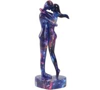 ZKSYLSM Estatua abstracta de pareja, escultura de galaxia de 10.5 pulgadas de alto, decoración romántica de arte moderno (azul cielo estrellado)