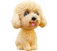 ZKSYLSM Estatua de caniche - Elegante decoración de coche y hogar para salpicadero y mesa, regalo para amantes de los perros, 2.6 pulgadas de largo x 3.4 pulgadas de alto (amarillo)