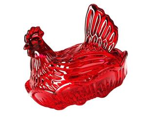 Zktfyshk Caja de caramelos de cristal para gallina en nido, tarros de dulces con tapa, plato de caramelo, decoración de mesa, plato de postre, plato de regalo de cristal para gallina