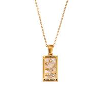 Zktfyshk Collar con colgante de tarjeta de tarot de estilo retro para mujer con diseños resistentes del zodiaco de acero inoxidable, As shown in the figure, Acero inoxidable