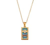 Zktfyshk Collar con colgante de tarjeta de tarot de estilo retro para mujer con diseños resistentes del zodiaco de acero inoxidable, As shown in the figure, Acero inoxidable